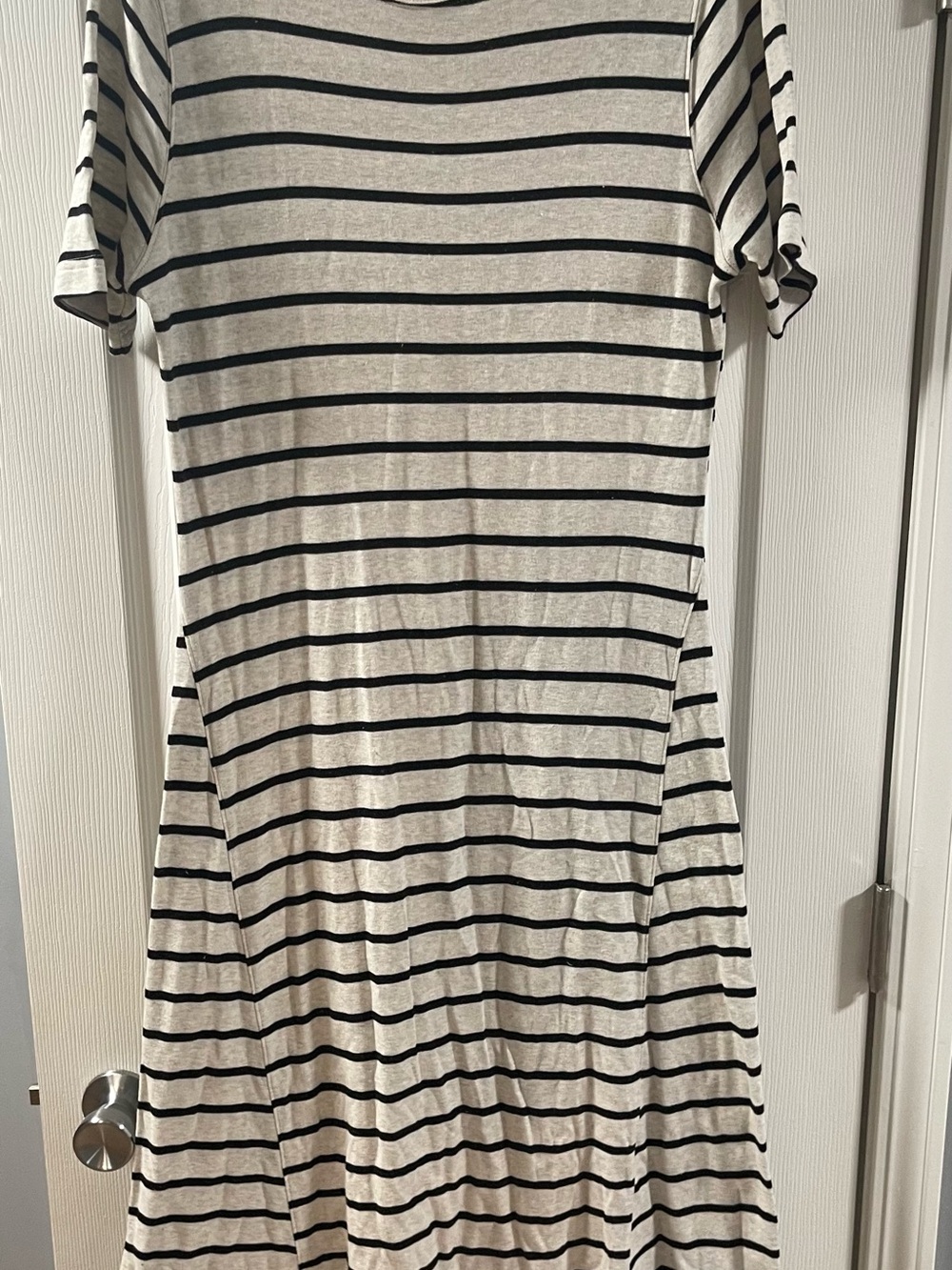 Time and Tru White and Black Striped Midi Dress
